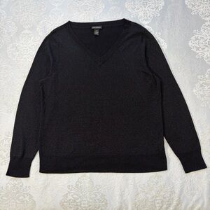 Lane Bryant Black Vneck Sweater With Metallic Silver Size 18/20 (2X)